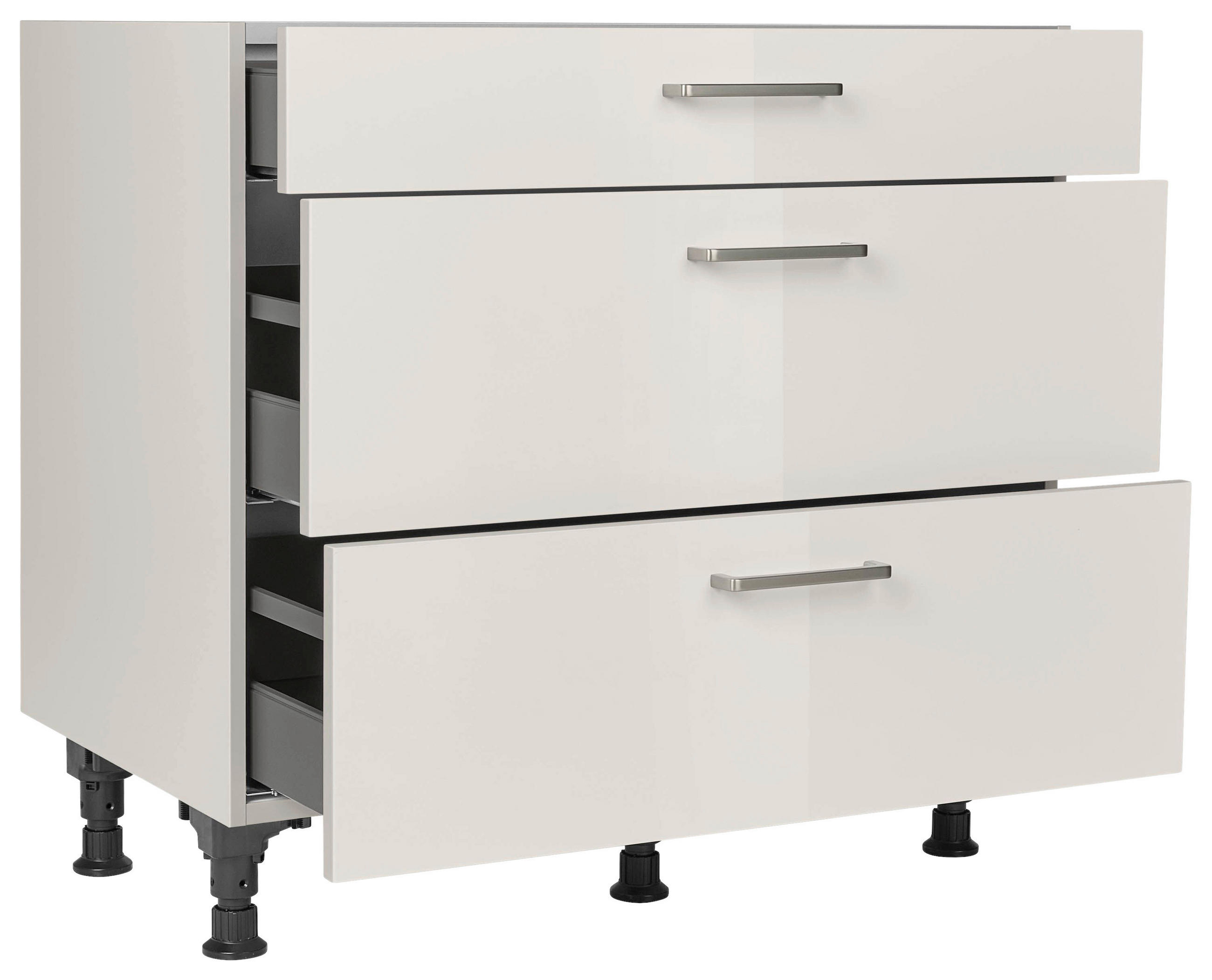 SCHUBKASTENUNTERSCHRANK 90/87/56 cm  in Hellgrau  - Edelstahlfarben/Hellgrau, MODERN, Holzwerkstoff/Metall (90/87/56cm) - Nobilia