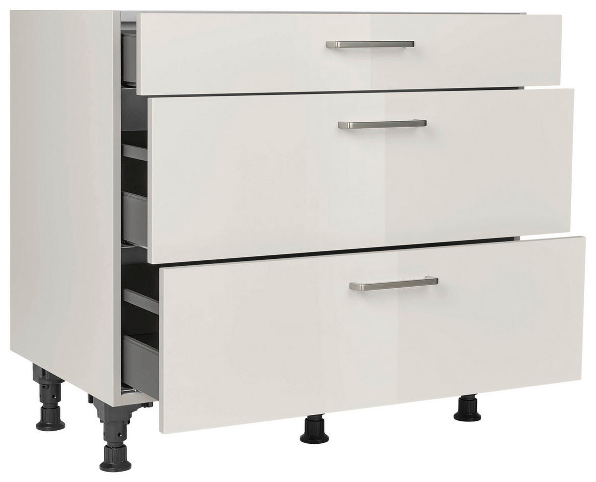 SCHUBKASTENUNTERSCHRANK 90/87/56 cm  in Hellgrau  - Edelstahlfarben/Hellgrau, MODERN, Holzwerkstoff/Metall (90/87/56cm) - Nobilia