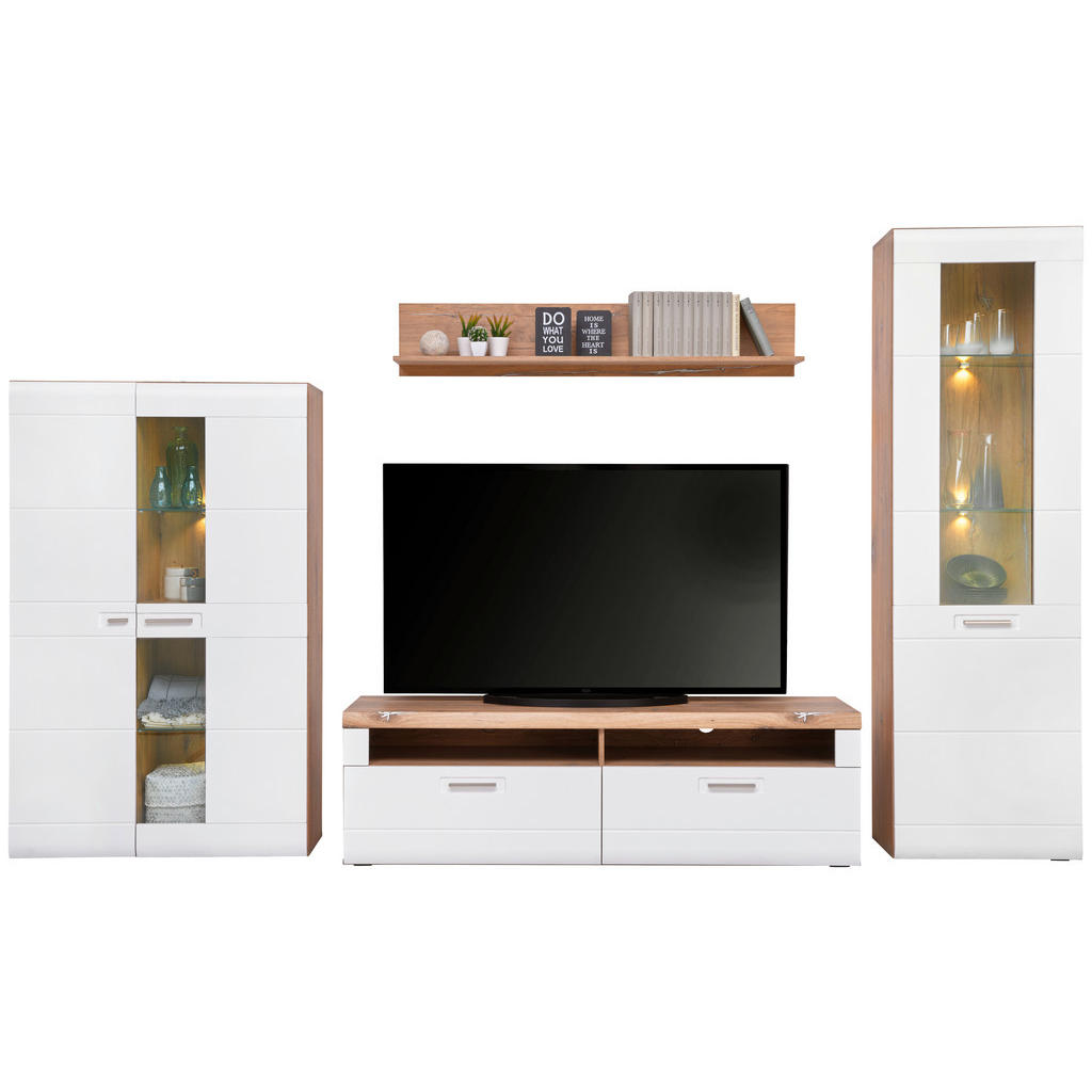 Wohnkombination 4-tlg. Auris, Weiß/eiche Dekor