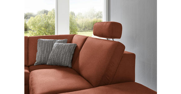 ECKSOFA in Mikrofaser Rotbraun  - Rotbraun/Alufarben, Design, Textil/Metall (275/242cm) - Dieter Knoll