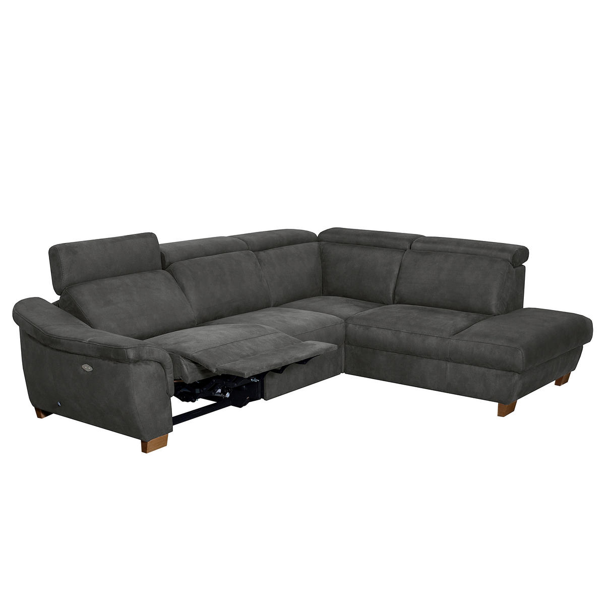 ECKSOFA TREND in Mikrofaser Anthrazit Bettkasten, Relaxfunktion, Kopfteilverstellung  276/238 cm  - Wengefarben/Anthrazit, Design, Holz/Textil (276/238cm) - Livetastic