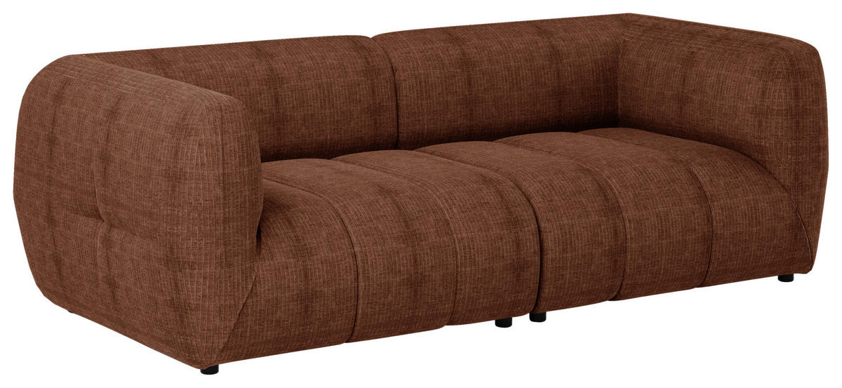 SOFA in Struktur Terracotta  - Terracotta/Schwarz, Design, Holz/Textil (240/80/95cm) - MID.YOU