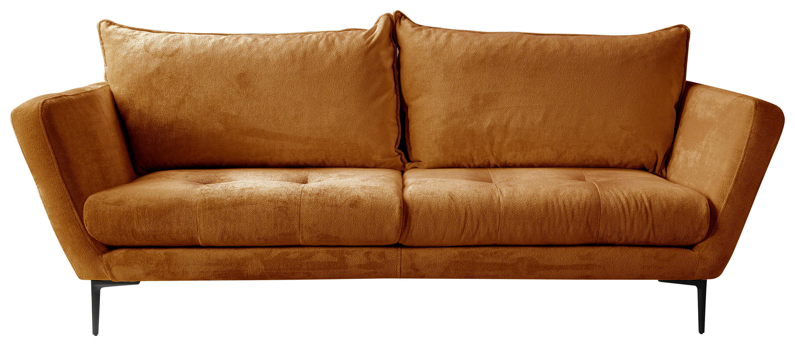 SOFA Velours Rostfarben  - Rostfarben/Schwarz, Design, Textil/Metall (225/86/95cm) - MID.YOU