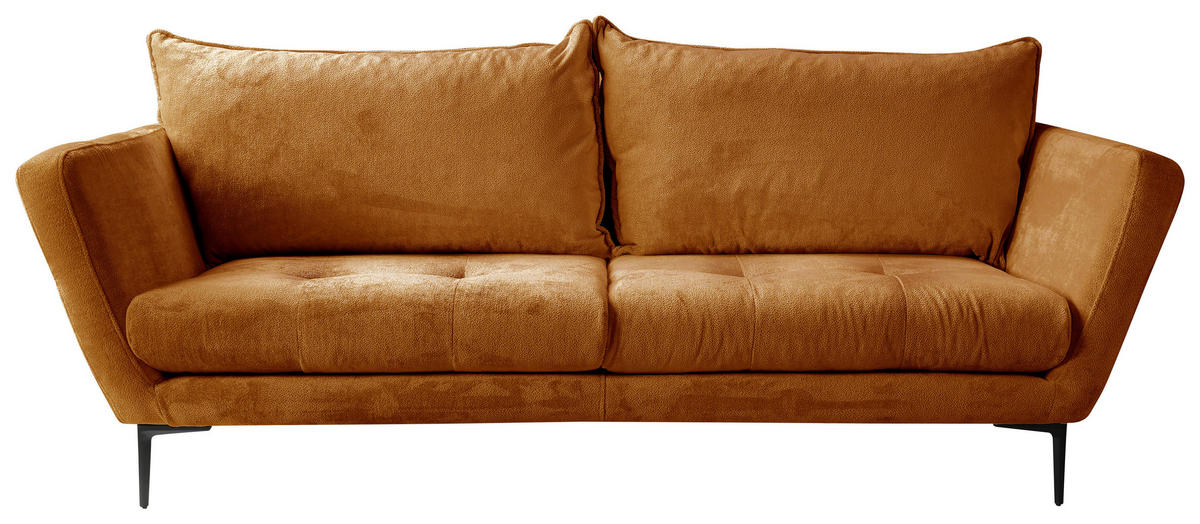 SOFA Velours Rostfarben  - Rostfarben/Schwarz, Design, Textil/Metall (225/86/95cm) - MID.YOU