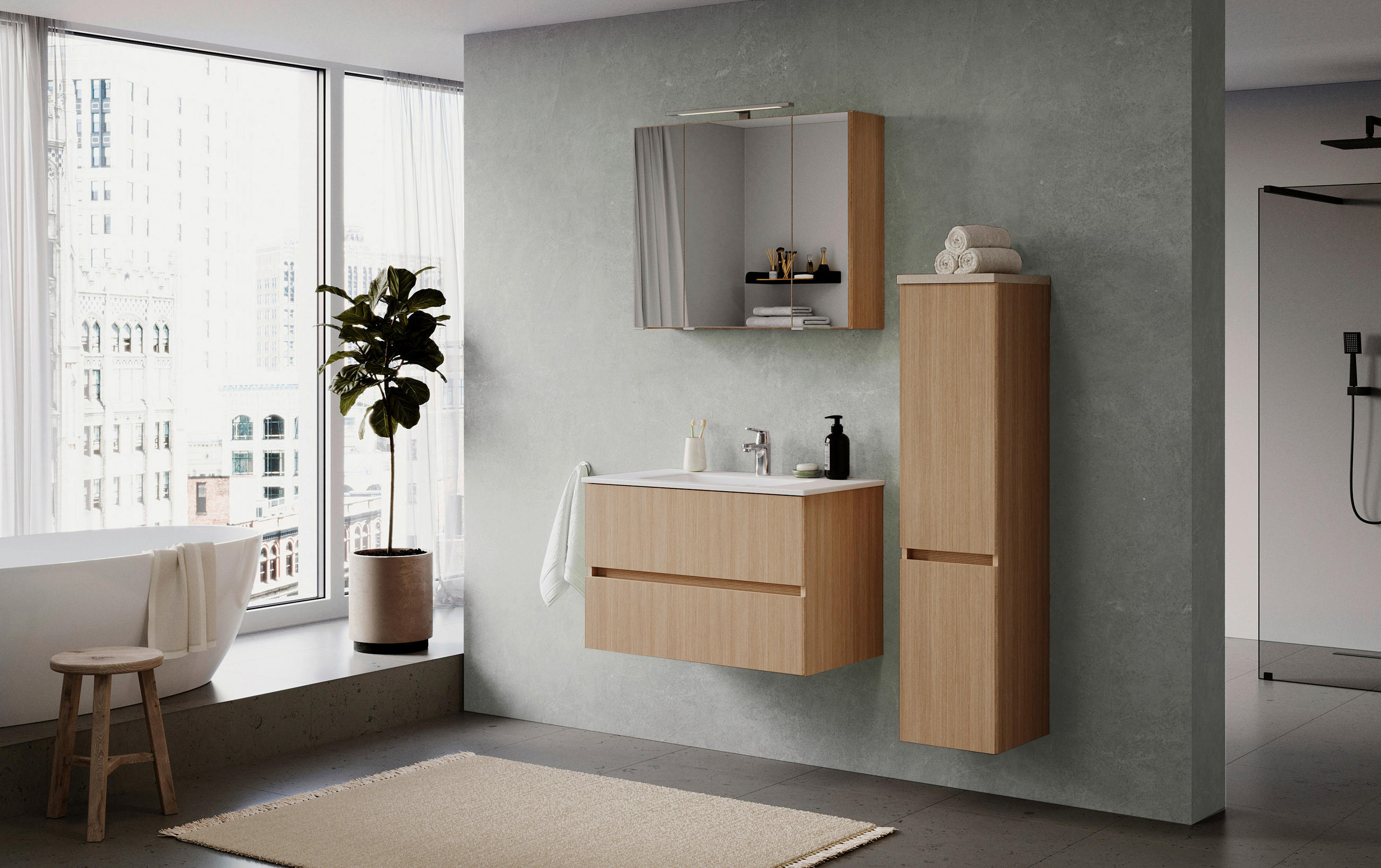 MIDISCHRANK 30/131/35 cm - Sandfarben/Eichefarben, KONVENTIONELL, Holzwerkstoff/Kunststoff (30/131/35cm) - Xora