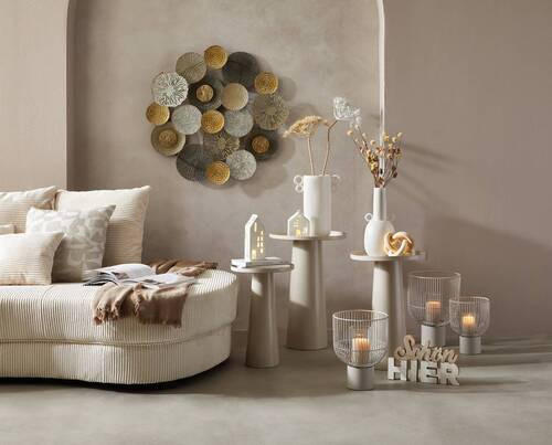 WINDLICHT Beige  - Beige, Basics, Glas/Metall (22/22/30cm) - Boltze Home