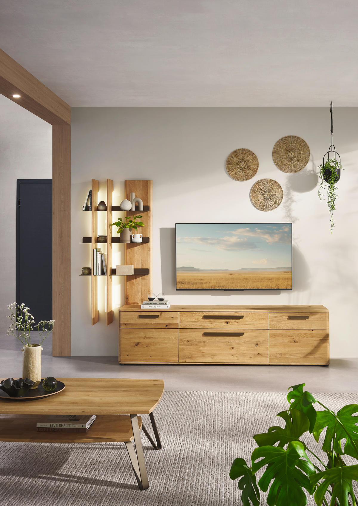 LOWBOARD Wildeiche  211,9/55,8/45,2 cm  - Wildeiche/Schwarz, Natur, Holz/Kunststoff (211,9/55,8/45,2cm) - Valnatura