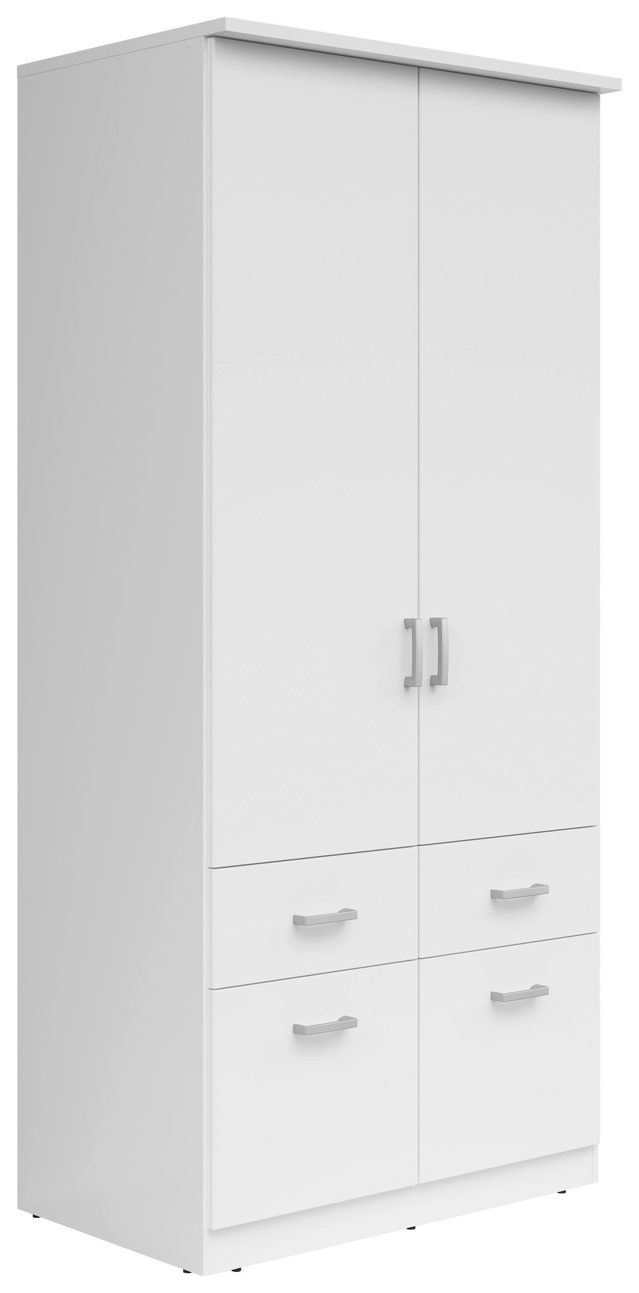 ŠATNÍKOVÁ SKRIŇA, biela, 91/199/58 cm - biela/strieborná, Konventionell, kompozitné drevo/plast (91/199/58cm) - Boxxx