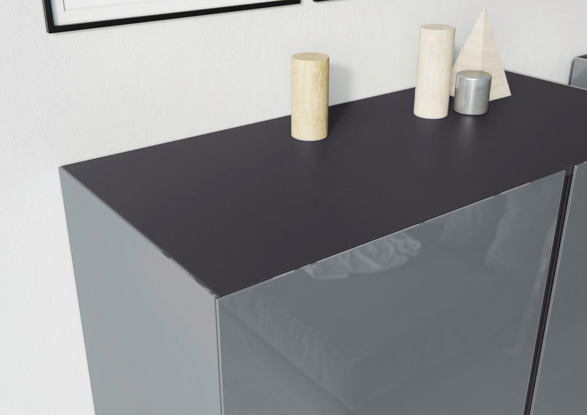 KOMMODE  in 94/103/43 cm  - Schwarz/Graphitfarben, KONVENTIONELL, Glas/Holzwerkstoff (94/103/43cm)