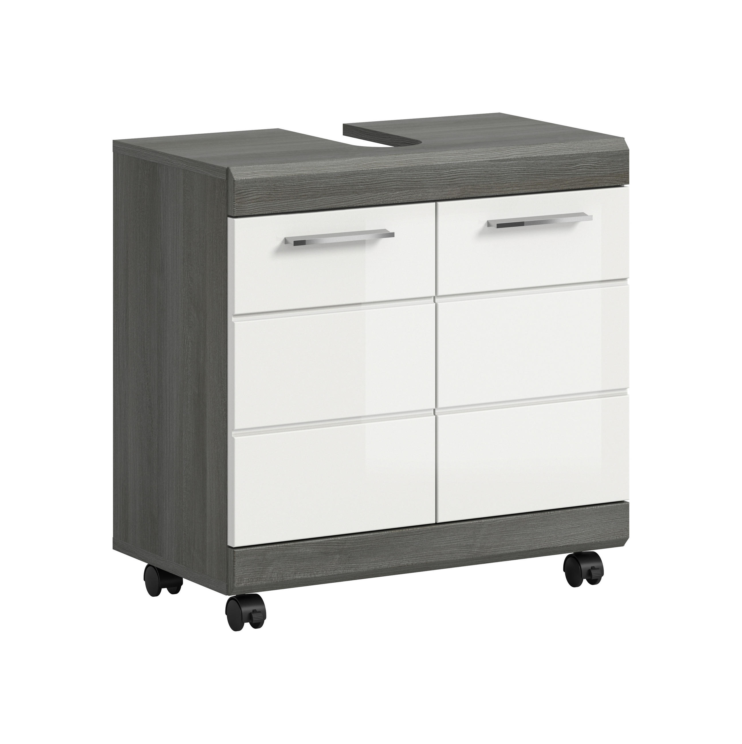 TVÄTTSTÄLLSUNDERSKÅP 60/60/34 cm  - silver/vit högglans, Trend, trämaterial/plast (60/60/34cm) - MID.YOU