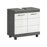 TVÄTTSTÄLLSUNDERSKÅP 60/60/34 cm  - silver/vit högglans, Trend, trämaterial/plast (60/60/34cm) - MID.YOU