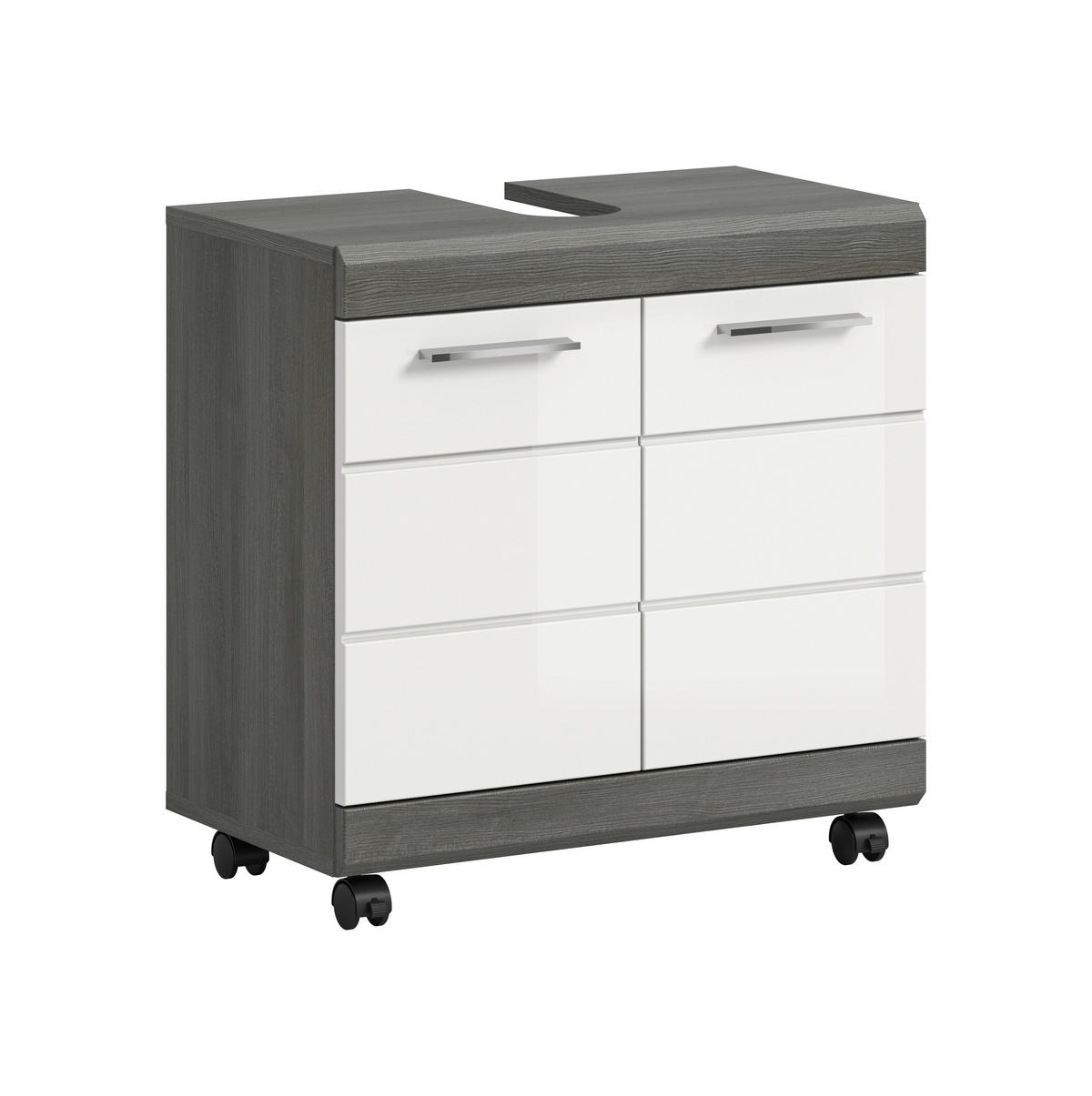 TVÄTTSTÄLLSUNDERSKÅP 60/60/34 cm  - silver/vit högglans, Trend, trämaterial/plast (60/60/34cm) - MID.YOU