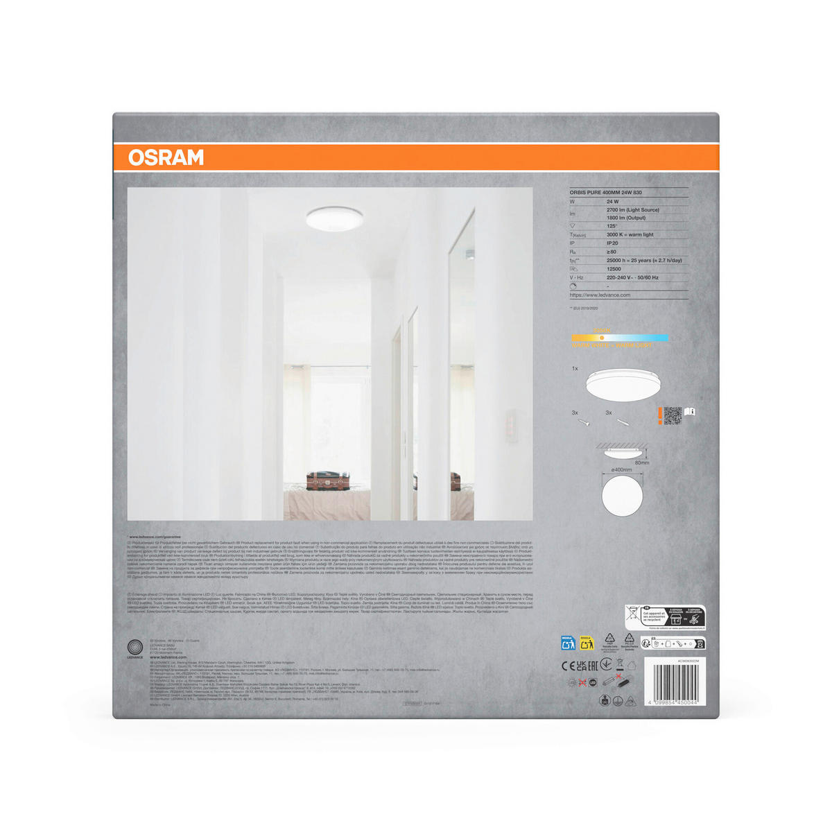 LED-DECKENLEUCHTE 40/8 cm   - Weiß, Basics, Kunststoff/Metall (40/8cm) - Osram