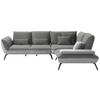 ECKSOFA in Flachgewebe Hellgrau  - Hellgrau/Schwarz, Design, Textil/Metall (310/250cm) - Moderano