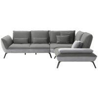 ECKSOFA in Flachgewebe Hellgrau  - Hellgrau/Schwarz, Design, Textil/Metall (310/250cm) - Moderano
