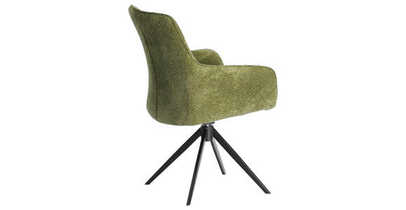 ARMLEHNSTUHL  Stoffauswahl, Sitzfläche 360° drehbar, inklusive Armlehnen Webstoff  - Schwarz/Grün, Design, Textil/Metall (64/88/60cm) - Novel
