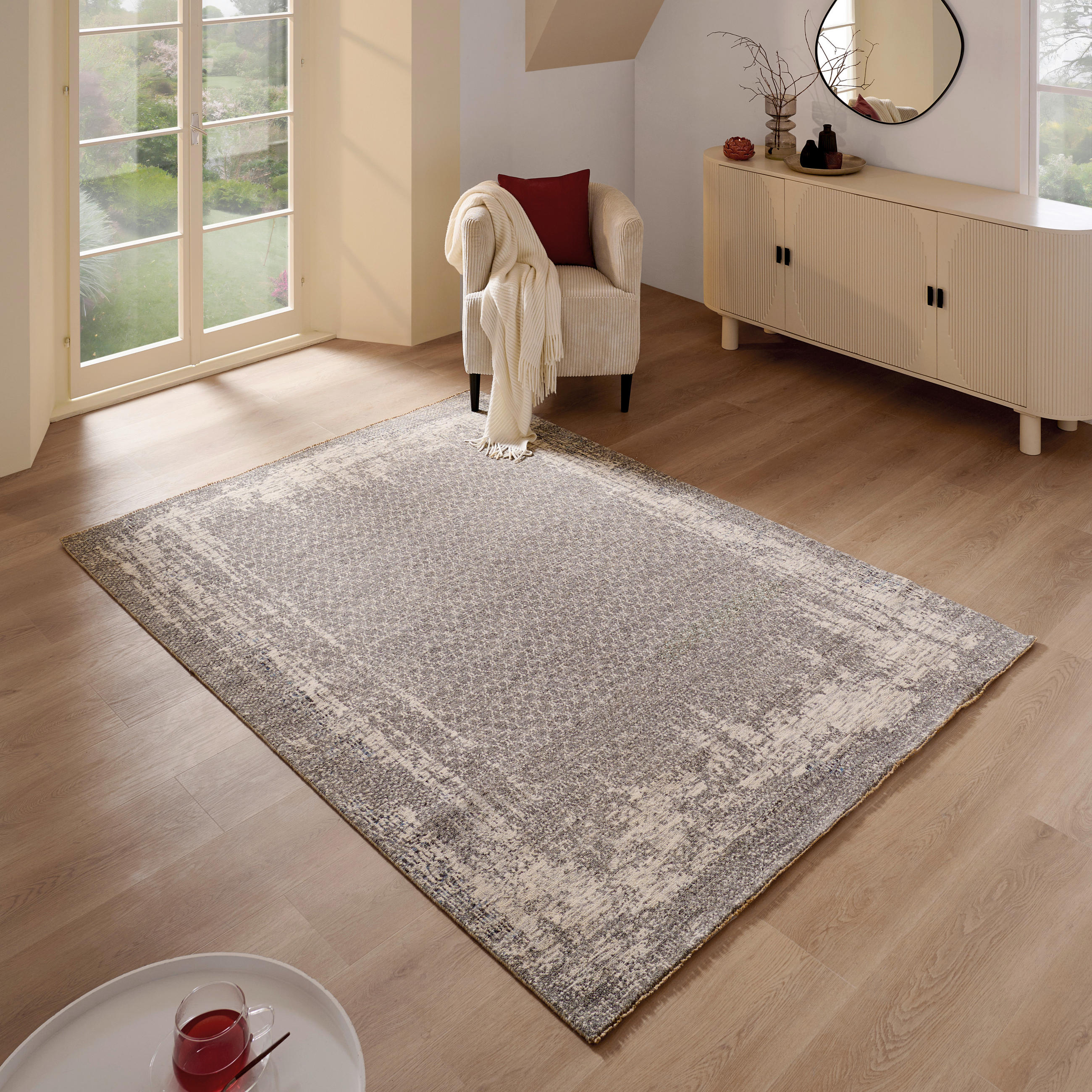 ORIENTTEPPICH 160/230 cm Karakum Grey Grau, Naturfarben  - Naturfarben/Grau, Design, Textil (160/230cm) - Cazaris