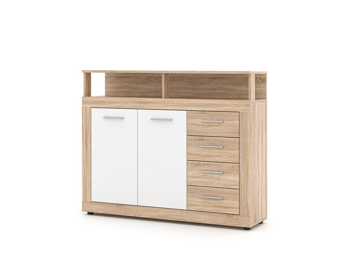 KOMMODE  in 119,5/96,8/32 cm  - Silberfarben/Schwarz, Design, Holzwerkstoff/Kunststoff (119,5/96,8/32cm) - MID.YOU