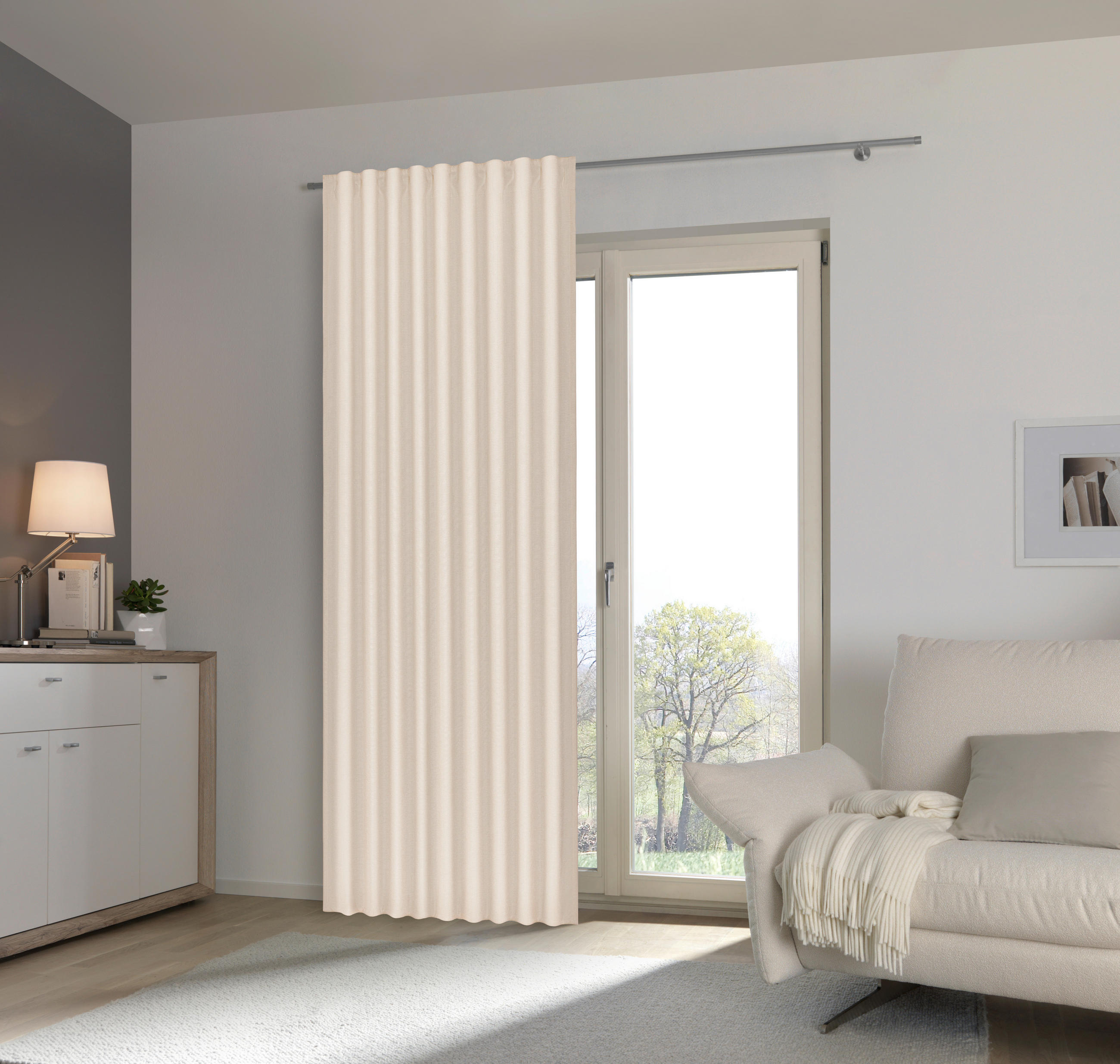 GARDINLÄNGD ej transparent  - cremefärgad, Klassisk, textil (140/245cm) - Esposa