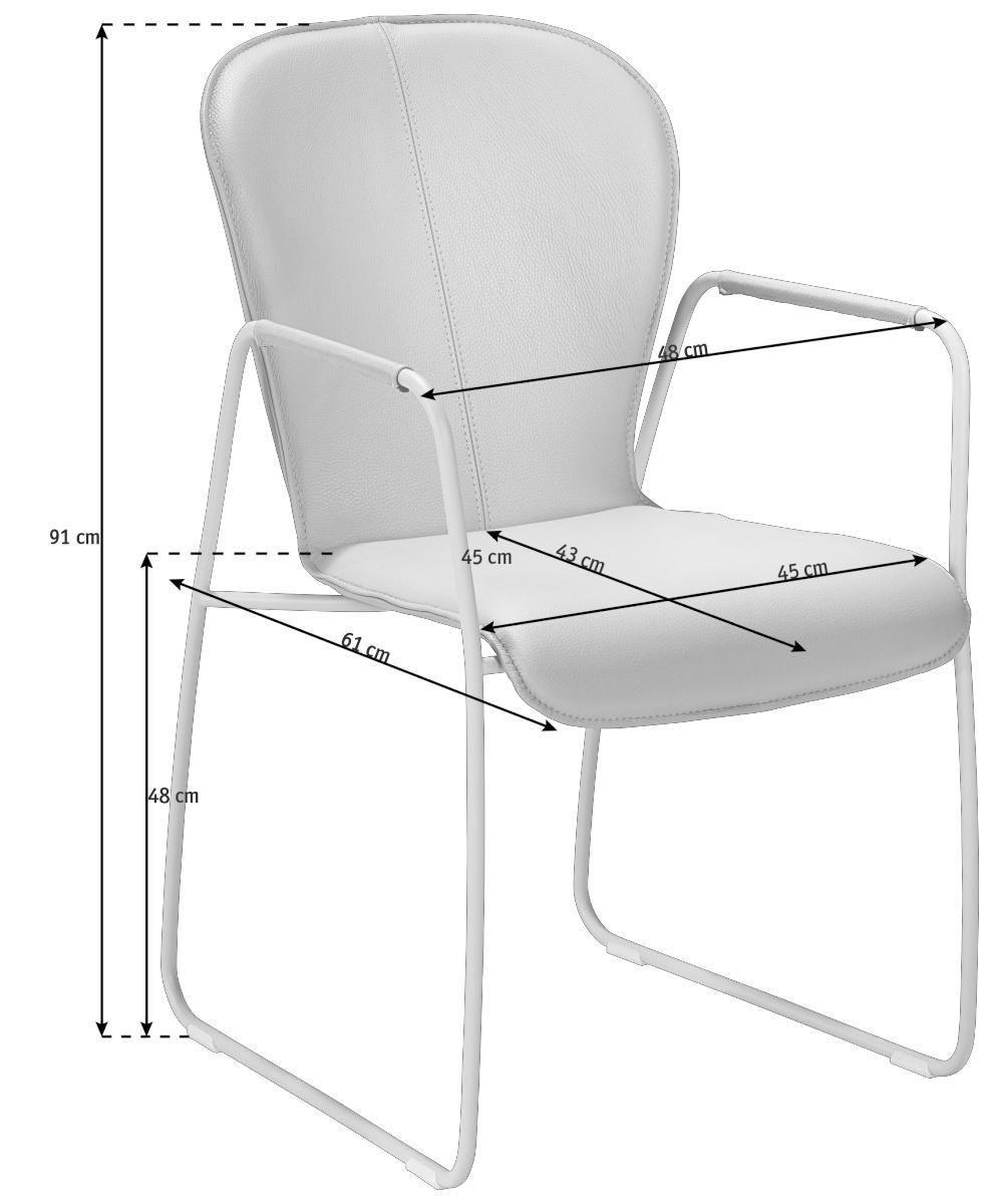 ARMLEHNSTUHL  in Edelstahl Echtleder pigmentiert  - Edelstahlfarben/Gelb, Design, Leder/Metall (48/91/61cm) - Bert Plantagie