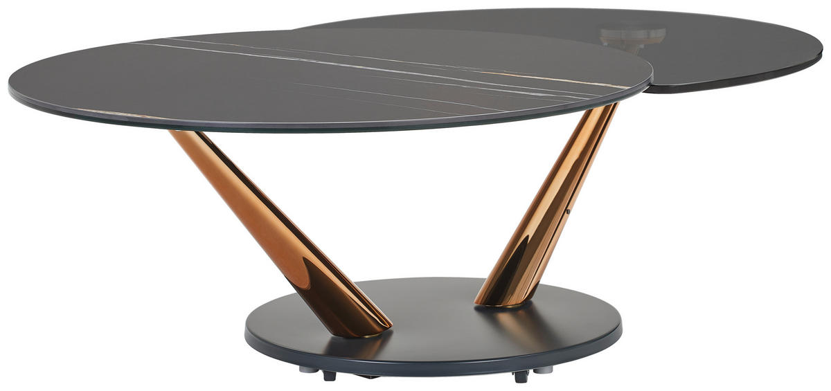 COUCHTISCH 80-128/80/40 cm rund Anthrazit, Kupferfarben  - Anthrazit/Kupferfarben, Design, Keramik/Metall (80-128/80/40cm) - Naos