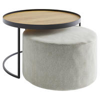 COUCHTISCHSET in Holz 50/50/39 cm  - Eichefarben/Hellgrau, Design, Holz/Textil (50/50/39cm) - Novel