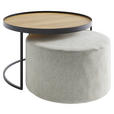 COUCHTISCHSET in Holz 50/50/39 cm - Eichefarben/Hellgrau, Design, Holz/Textil (50/50/39cm) - Novel