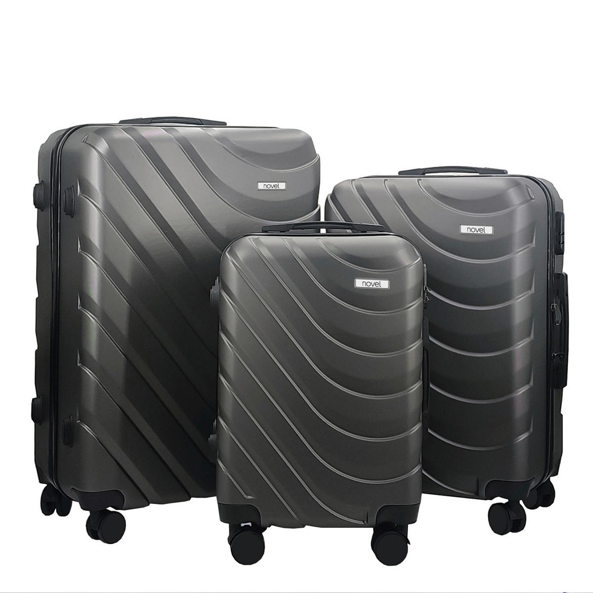 REISEKOFFERSET Dunkelgrau 3-teilig  - Dunkelgrau, Lifestyle, Kunststoff/Metall - Novel