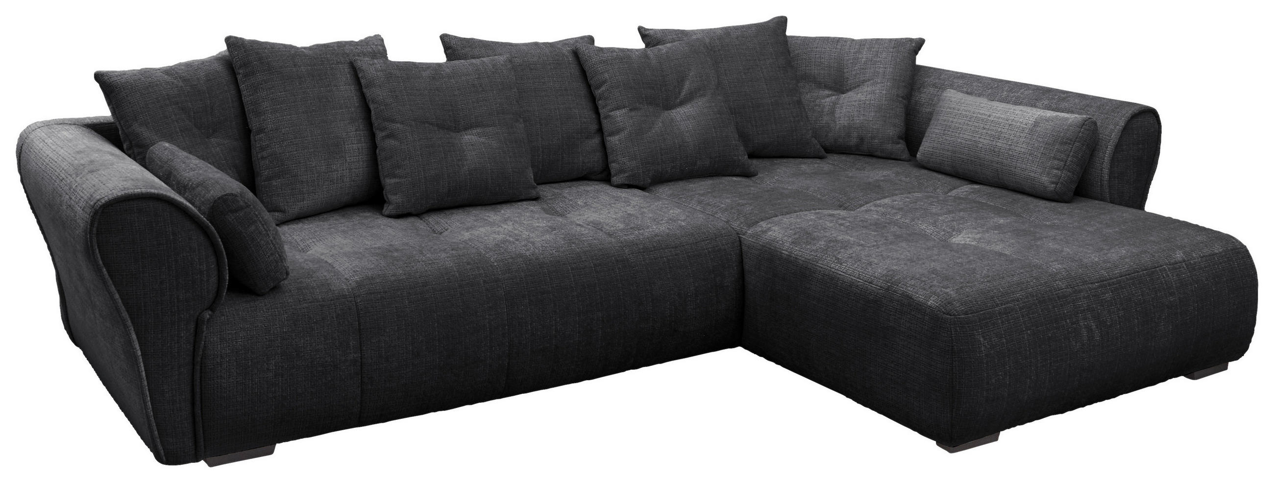 ECKSOFA in Chenille Schwarz  - Schwarz, Konventionell, Kunststoff/Textil (330/197cm) - MID.YOU