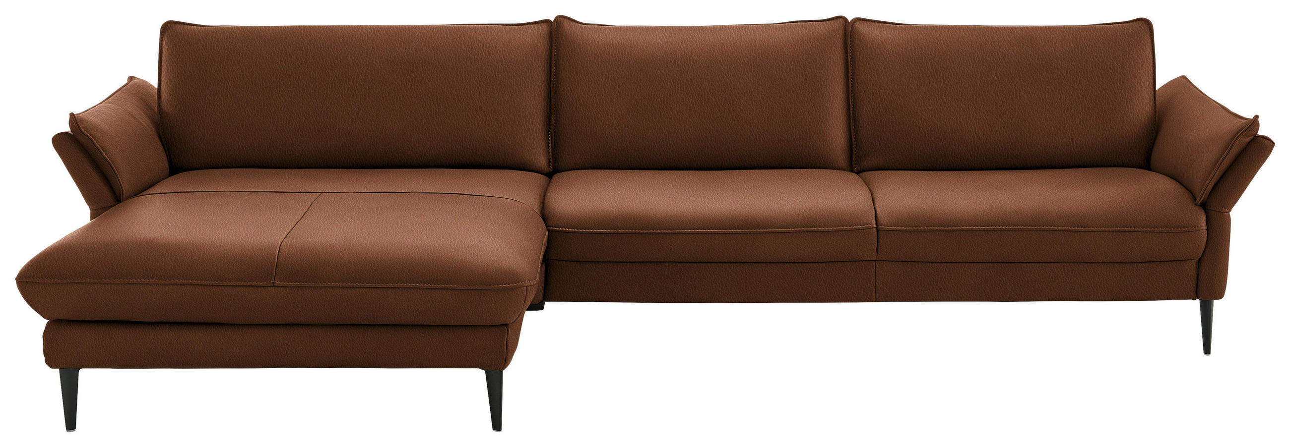 ECKSOFA  in Echtleder Cognac  172/334 cm  - Cognac/Schwarz, Design, Leder/Metall (172/334cm) - Hukla