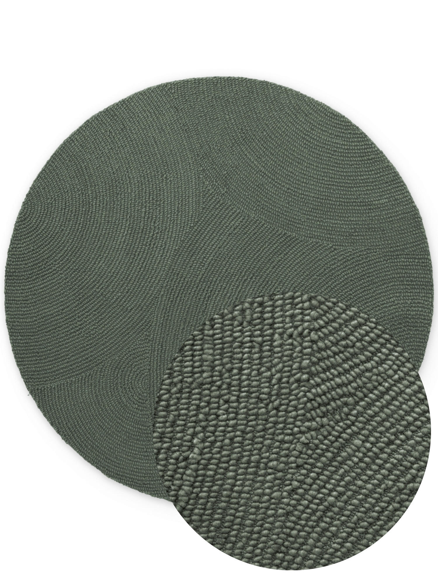 WOLLTEPPICH 200 cm Calmio Dunkelgrün rund  - Dunkelgrün, Basics, Textil (200cm) - Hanse Home
