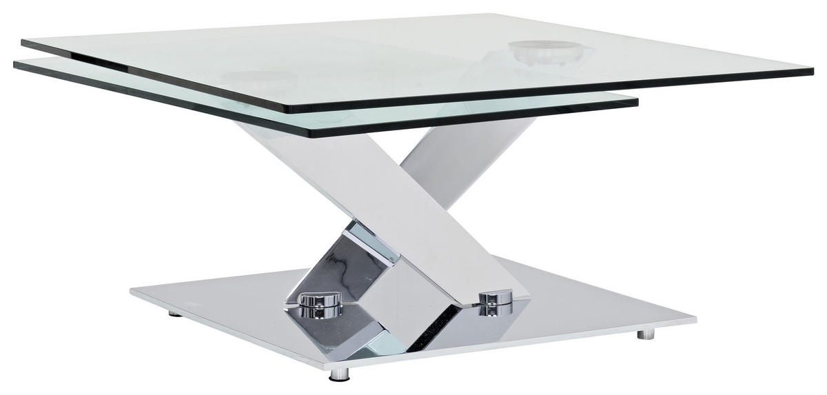 COUCHTISCH in Metall, Glas 84-129/106/40 cm  - Chromfarben, Design, Glas/Metall (84-129/106/40cm)