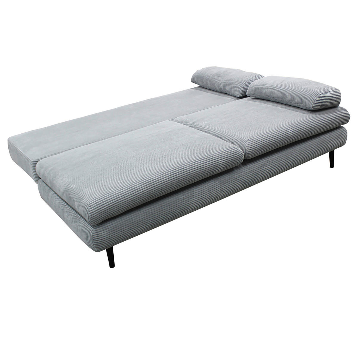SCHLAFSOFA  mit Cord Hellgrau  - Hellgrau/Schwarz, Design, Holz/Textil (202/85/99cm) - P & B