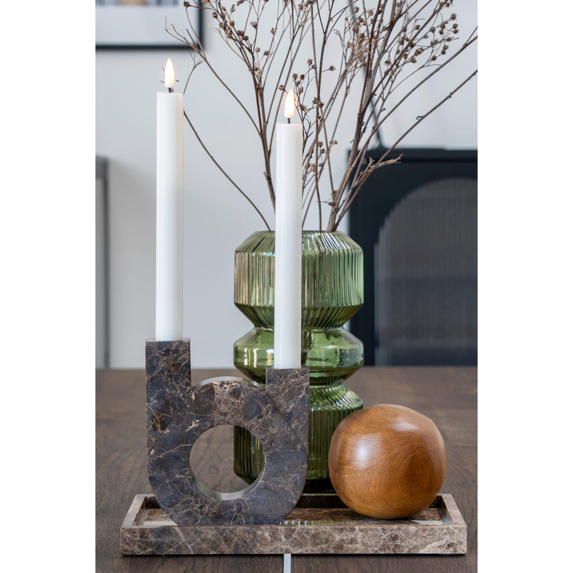 KERZENHALTER - Braun, Basics, Stein (3,5/14/12cm)