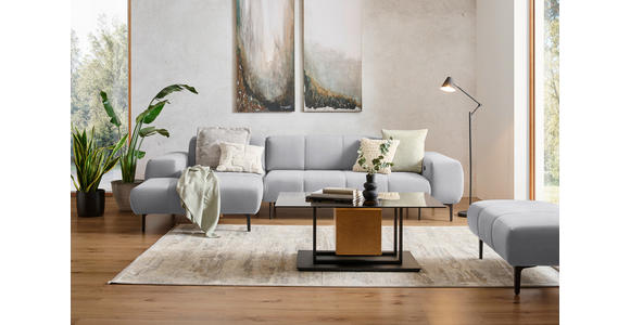 ECKSOFA in Chenille Silberfarben  167/311 cm  - Silberfarben/Schwarz, Design, Textil/Metall (167/311cm) - Xora