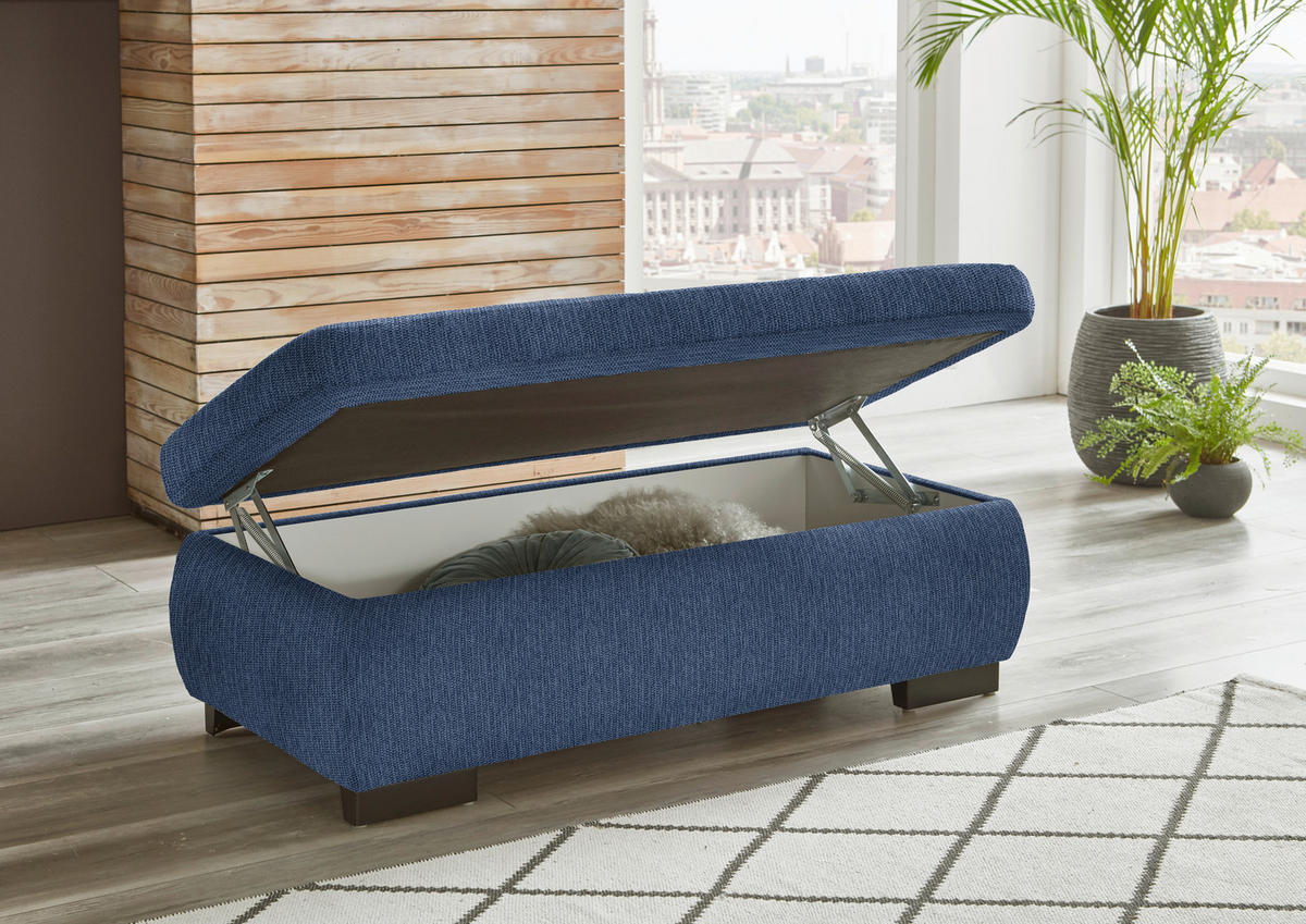 ECKSOFA in Flachgewebe Dunkelblau  174/297 cm  - Schwarz/Dunkelblau, Design, Textil/Metall (174/297cm) - Beldomo Style