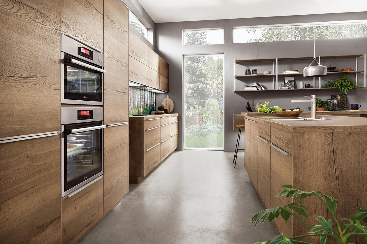 EINBAUKÜCHE   - Eichefarben, Design, Holzwerkstoff - Celina