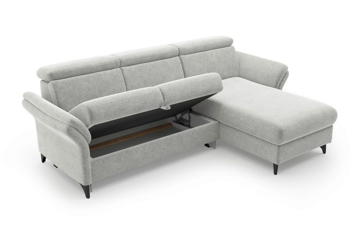 ECKSOFA Flachgewebe Hellgrau  - Hellgrau/Schwarz, Konventionell, Textil/Metall (253/166cm) - Sit & More