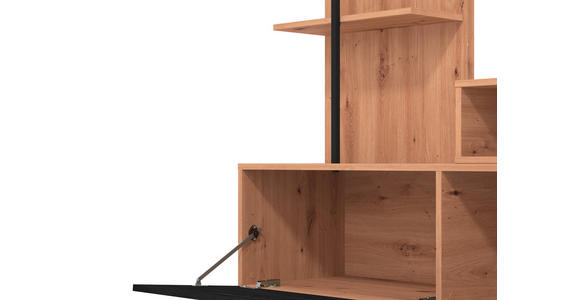 WOHNWAND  in Schwarz, Eiche Artisan  205,5/173/41,5 cm   - Schwarz/Eiche Artisan, KONVENTIONELL, Holzwerkstoff/Kunststoff (205,5/173/41,5cm) - Carryhome