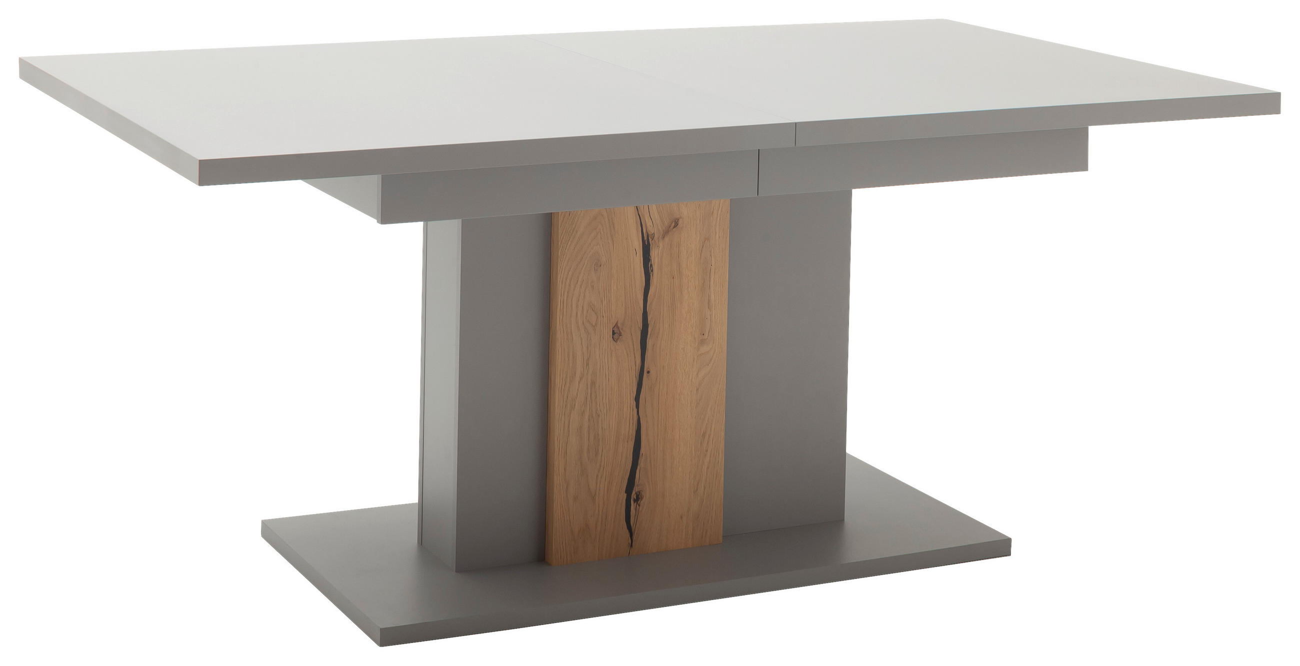Thumbnail - Mid.you Esstisch, Grau, Eiche, Holzwerkstoff, furniert, rechteckig, Säule, 100x78x180-280 cm, Made in EU, ausziehbar, Es...