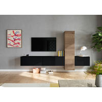 WOHNWAND  in Schwarz, Eichefarben  282/160/37 cm  - Eichefarben/Schwarz, Design, Holzwerkstoff (282/160/37cm) - Celina Home
