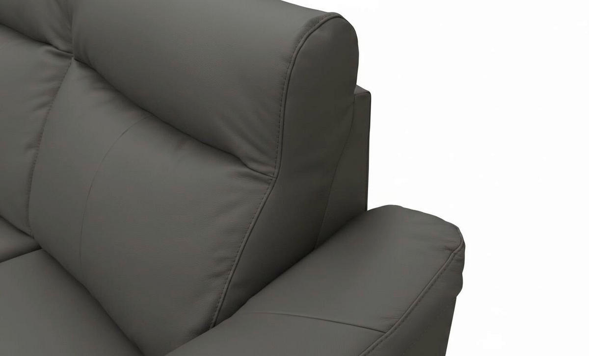ECKSOFA Lederlook Echtleder Anthrazit  - Wengefarben/Anthrazit, Design, Leder/Holz (229/260cm) - Livetastic