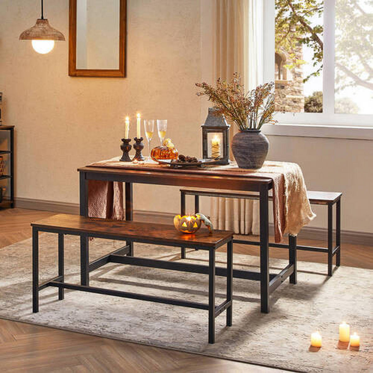 ESSTISCH Braun, Schwarz rechteckig  in verschiedenen Größen erhältlich, Variantenauswahl  - Schwarz/Braun, Natur, Holzwerkstoff/Metall (120/75/75cm) - Boxxx