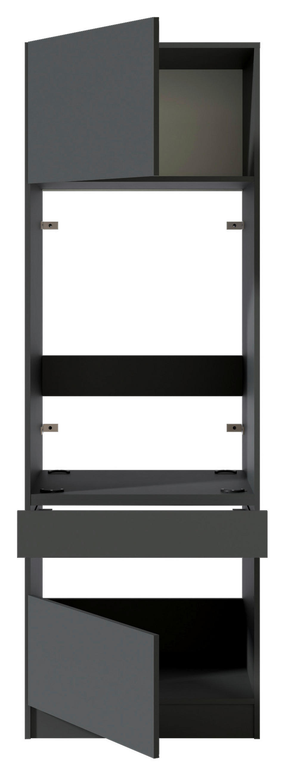 WASCHMASCHINENSCHRANK 68/200/68 cm  in Anthrazit  - Anthrazit/Schwarz, Design, Holzwerkstoff/Metall (68/200/68cm) - Milino