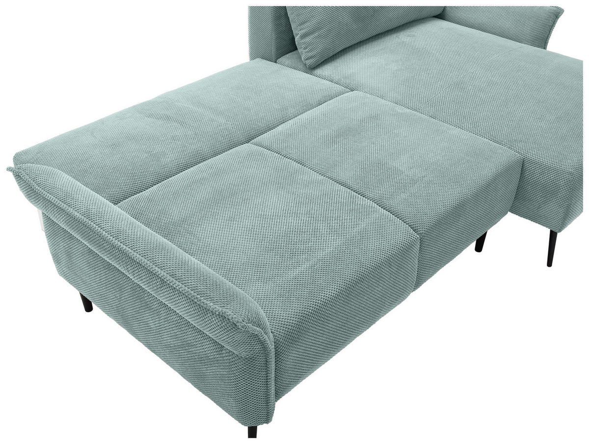 ECKSOFA in Chenille Mintgrün  - Schwarz/Mintgrün, Konventionell, Textil/Metall (255/164cm) - Carryhome