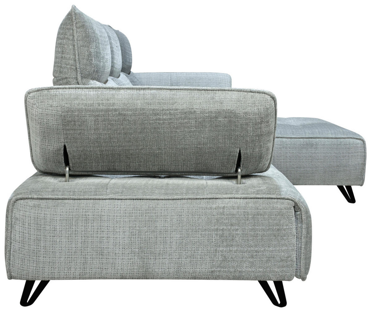 ECKSOFA Hellgrau Chenille  - Hellgrau/Schwarz, Design, Kunststoff/Textil (314/162cm) - Livetastic