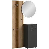 GARDEROBE 3-teilig  in 96/192/37 cm  - Dunkelgrau/Eiche Artisan, Design, Holzwerkstoff (96/192/37cm) - Xora