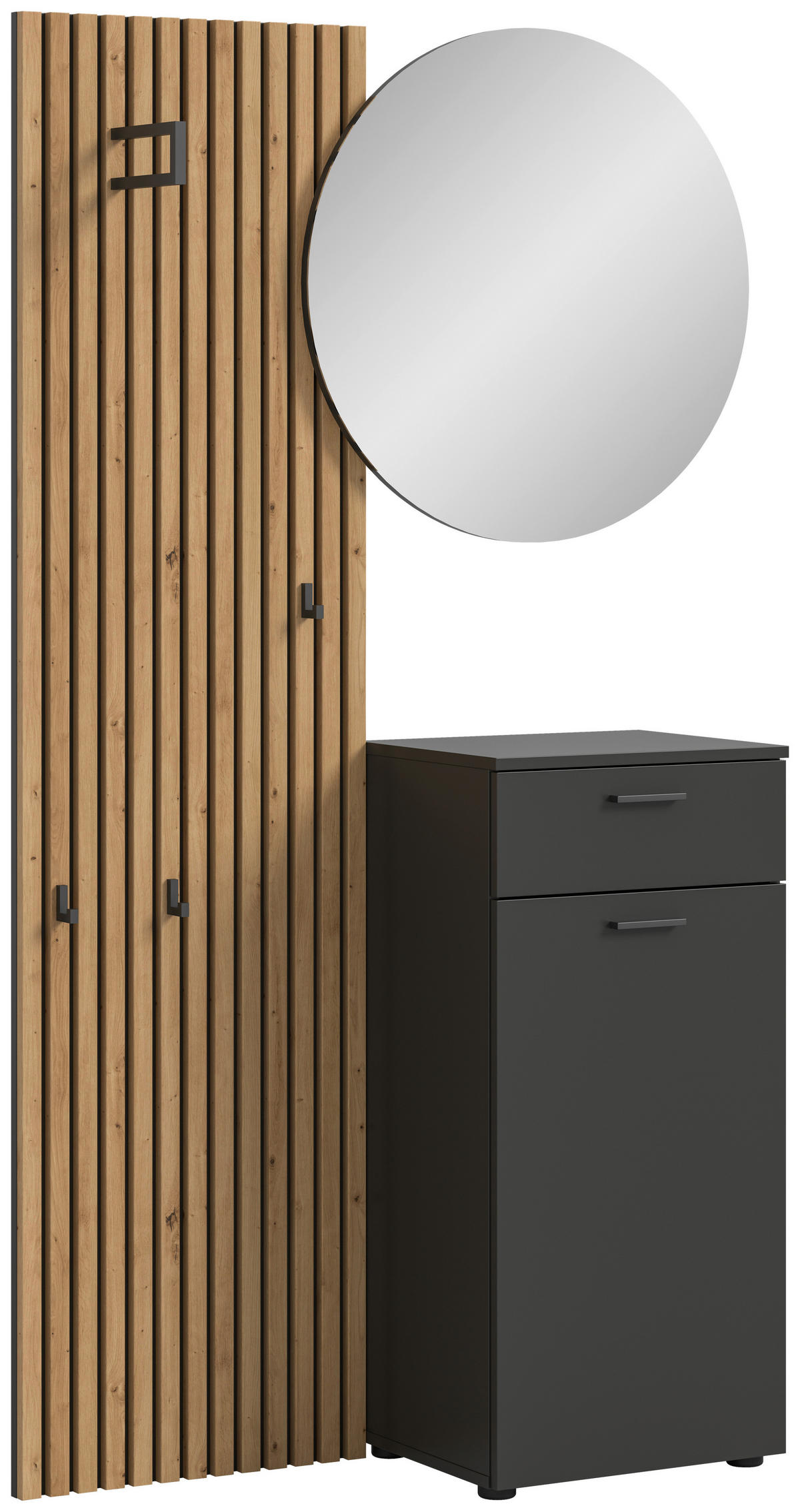 GARDEROBE 3-teilig  in 96/192/37 cm  - Dunkelgrau/Eiche Artisan, Design, Holzwerkstoff (96/192/37cm) - Xora