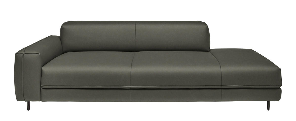 2,5-SITZER  in Echtleder Graubraun   - Anthrazit/Graubraun, Design, Leder/Metall (226/70/109cm) - Johann Jakob