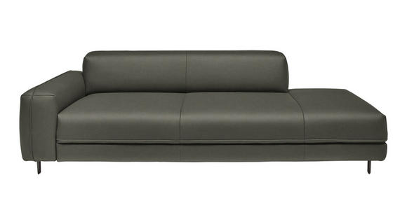 2,5-SITZER  in Echtleder Graubraun   - Anthrazit/Graubraun, Design, Leder/Metall (226/70/109cm) - Johann Jakob